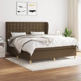 vidaXL Pat box spring cu saltea, maro &icirc;nchis, 160x200 cm, textil 3128856