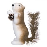 Figurină Decorativă Crăciun, Model Veveriță, Spumă, Culoare Alb și Maro, &Icirc;nălțime 19cm, Oem