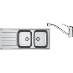Pachet chiuveta bucatarie inox Franke SKL 620 ST, dreptunghiulara, 2 cuva si picurator pe partea stanga, 116x50x14 cm, adancime cuva 14 cm + Baterie B