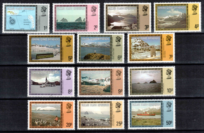 Falkland Dep 1984 (1980), Mi #78-90 II**, harta, fauna, vapoare, MNH! Cota 15 &euro;!