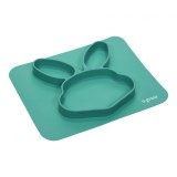 Farfurie cu iepuras U-Grow, Silicon, Turcoaz