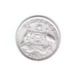 Moneda Australia 6 pence 1962, stare buna, curata