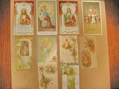 B878-I-SANTINI-Lot 42 buc. Semne carte religioase vechi litografice anii 1900. foto