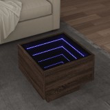 VidaXL Masă laterală cu LED, stejar maro, 40x40x30 cm, lemn prelucrat