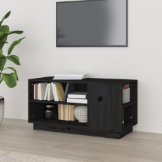 vidaXL Comodă TV, negru, 80x35x40,5 cm, lemn masiv de pin 814408