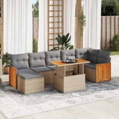 vidaXL Set canapele grădină cu perne 8 piese bej poliratan/lemn acacia 3327741