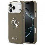 Husa pentru Apple iPhone 17 Pro Max, Guess, 4G Grained Big And Classic Logo, Maro Argintie