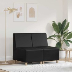 vidaXL Unitate Sofa Modulară Fără Brațe 2 pcs Negru 55 x 74 x 82 cm 3399774