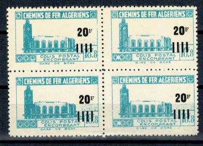 Algeria 1946 - 20F/18.8F colete postale, cai ferate, bloc de 4 n foto