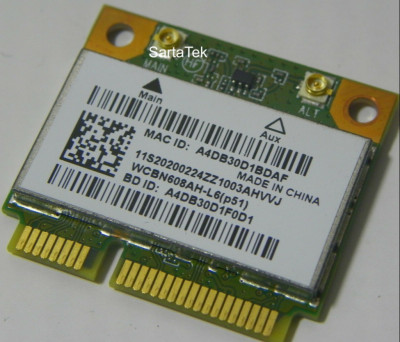 Wifi card Lenovo 20200224 802.11B/G/N WLAN BT 4.0 AR5B225 WCBN608AH-L6 foto