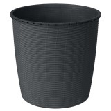 Ghiveci din plastic Critex, Ratan, interior / exterior, rotund, gri antracit, 40 x 40 cm