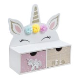 Cutie Decorativa cu 2 Sertare din Lemn Unicorn 26x10x27cm, Oem