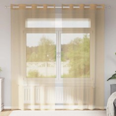 vidaXL Perdele Voile cu Oelii 2 buc Nisip 4102122
