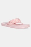 Tommy Jeans slapi BRAIDED THONG BEACH SANDAL culoarea roz, cu toc plat, EN0EN02877