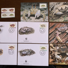 keeling - crab - serie 4 timbre MNH, 4 FDC, 4 maxime, fauna wwf