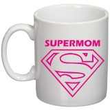 Cana alba personalizata &quot;SuperMom logo roz&#039;&quot;, INOVATIX&reg;. 330ml