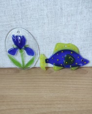 Lot 2 ornamente din sticlă Murano pentru fereastră