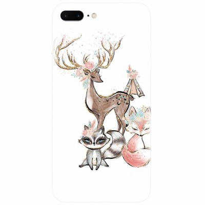 Husa silicon pentru Apple Iphone 7 Plus, Foxs And Deer foto