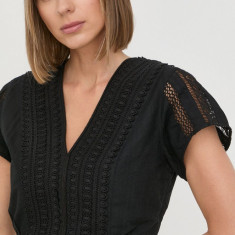 The Kooples bluza din bumbac femei, culoarea negru, neted