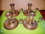 D214-Set 4Sfesnice pereche BIEDERMEIER bronz anii 1850-1900 stare buna in patina