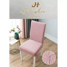 Set 6 Huse Elastice pentru Scaun, Bumbac, Roz - SIPRHSC-02
