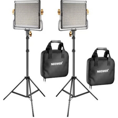 Kit de 2 panouri Neewer Bi Color 480 LED,cu trepiezi 200 cm,cabluri alimentare,gentute transport foto