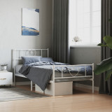 VidaXL Cadru de pat metalic cu tăblie de cap/picioare, alb, 100x190 cm