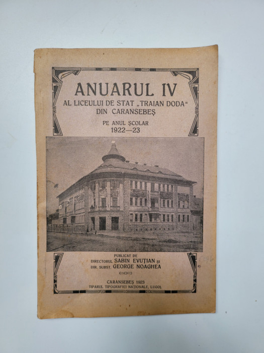 Anuarul IV al Liceului de Stat Traian Doda din Caransebes, 1922-1923