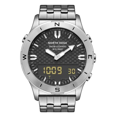 Ceas analog-digital NORTH EDGE Snow Leopard, otel inoxidabil, altimetru, barometru, busola, termometru, 50M waterproof foto