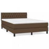 Cumpara ieftin Pat continental cu saltea, maro inchis, 140x200 cm, textil