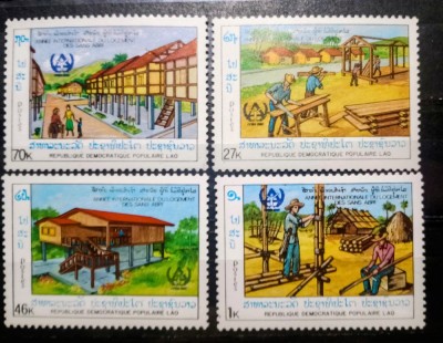 Laos 1987 Anul internațional pentru locuințe serie 4v nestampilat foto