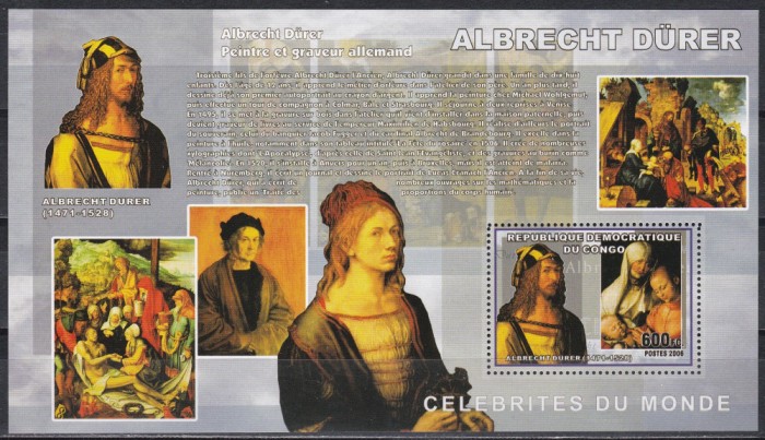 Congo RD 2006 - Picturi de D&uuml;rer, Colita, MNH