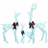 Decoratiune de Craciun familie de reni 201 LED-uri alb/argintiu