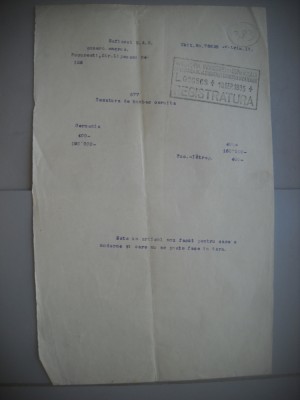HOPCT DOCUMENT VECHI 383 MINISTERUL INDUSTRIEI COMERT EXTERIOR /BUCURESTI 1935 foto