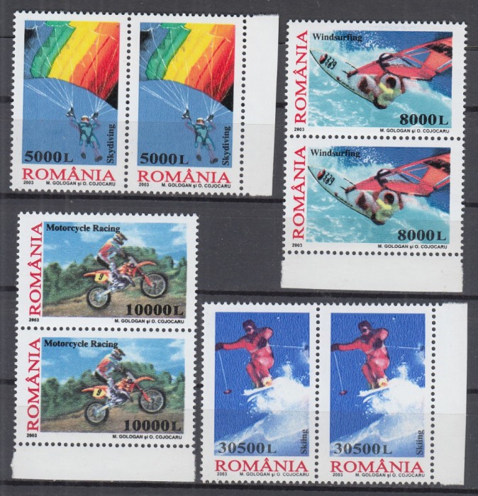 ROMANIA 2003 LP1617 SPORTURI EXTREME PERECHE SERII MNH