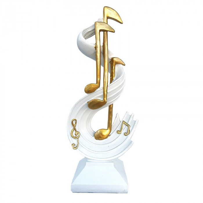 Statueta decorativa Portativ cu note muzicale, Alb, 28 cm, 215H-1