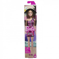 BARBIE PAPUSA CLASICA BLONDA CU ROCHITA ROZ CU IMPRIMEU BARBIE