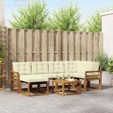 Cumpara ieftin Set de canapele de exterior 7 buc. 6-Locuri Natural si Crem
