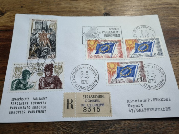 Plic FDC Franta, rar, 1970, Strasbourg, Consiliul Europei, deosebit, recomandat