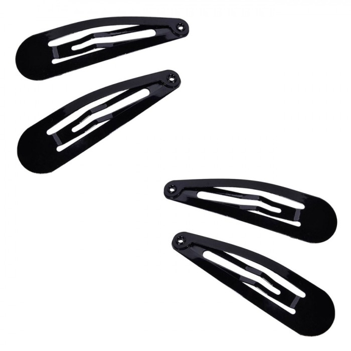 Set Clame Păr, Metalice, Lungime 5cm, Culoare Negru, 4 Bucăți
