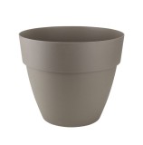 Ghiveci din plastic Gardena Lux, cu suport scurgere, interior / exterior, rotund, mocca, 20 x 16.5 cm