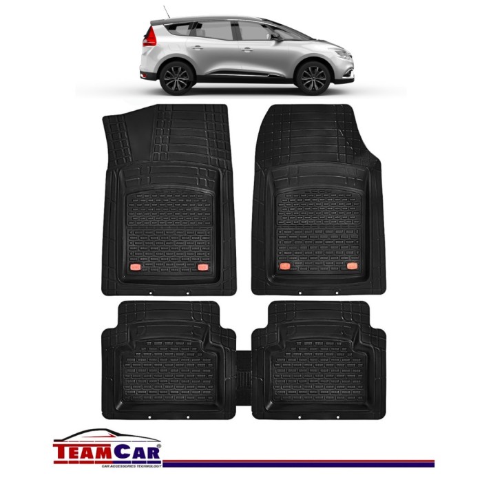 Covorase Auto TeamCar&reg; Tip Tavita Compatibile Renault Grand Scenic IV (2016-2024) Negru Material Rezistent