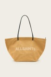 AllSaints geantă din bumbac SERAFINA culoarea bej, W323XC