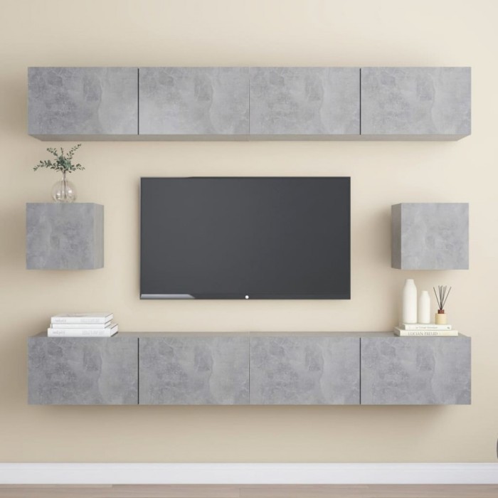 vidaXL Set de dulapuri TV, 6 piese, gri beton, PAL