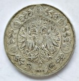 AUSTRIA 5 KORONA COROANE KRONEN 1909 EFIGIE MICA ARGINT XF AUNC, Europa