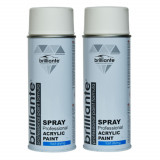 Cumpara ieftin Pachet 2 x Vopsea acrilica Brilliante Spray Alb Put Mat RAL 9010 400 ml