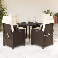 Set mobilier de gradina, 5 piese, cu perne, maro, poliratan