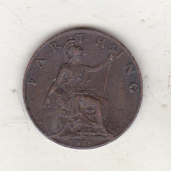 bnk mnd Marea Britanie Anglia farthing 1918