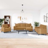 vidaXL Set de canapele cu perne/rulouri, 4 piese, maro, catifea 3278468