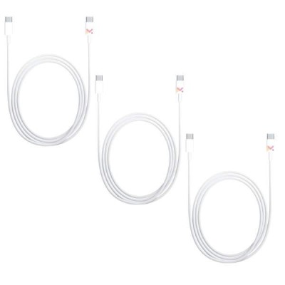 Set 3 Cabluri de Date si Incarcare, Type-C / Type-C, Albe, 2A, Viteza 10 Gbps, 1 M foto